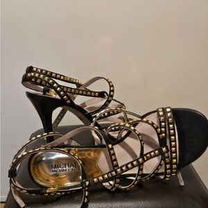 Michael Kors Black and Gold Strappy Heels